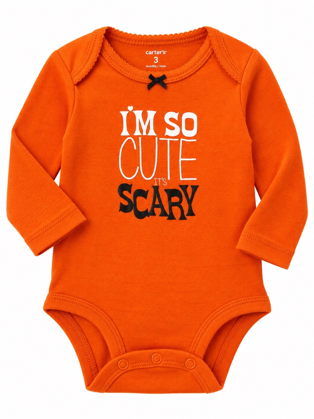 Carter's Orange Long-Sleeve Baby One-Piece with 'I'm So Cute It's Scary' Graphic